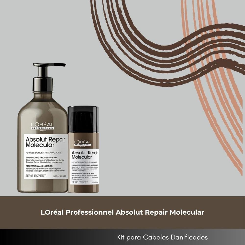 LOréal Professionnel Absolut Repair Molecular Shampoo 500ml e Máscara Leave-in 100ml ÚNICO 2