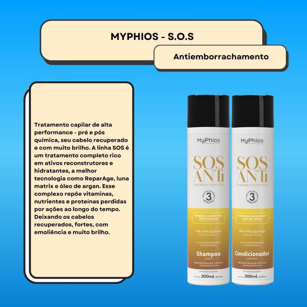 MyPhios SOS Antiemborrachamento Shampoo e Condicionador 300ml ÚNICO 2