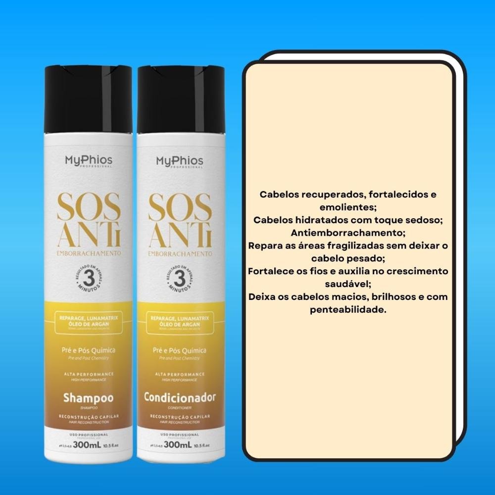 MyPhios SOS Antiemborrachamento Shampoo e Condicionador 300ml ÚNICO 3