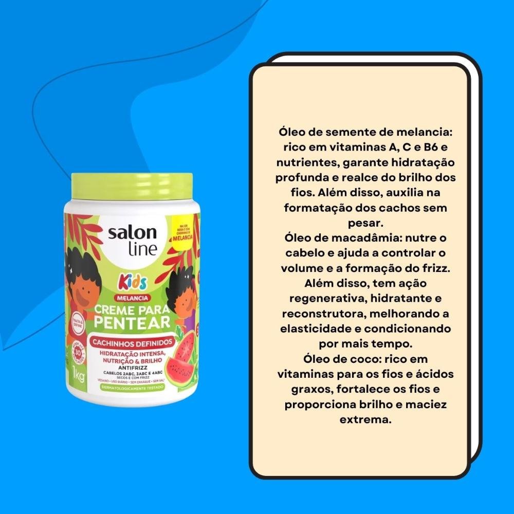 Salon Line Cachinhos Definidos Kids Creme Para Pentear 1kg 1kg 3