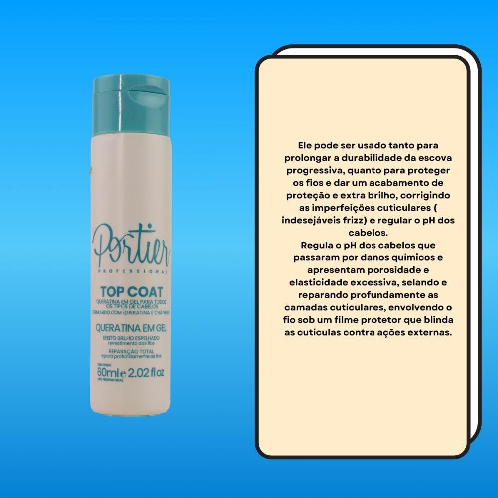 Portier Top Coat Queratina em Gel 60ml 60ml 3