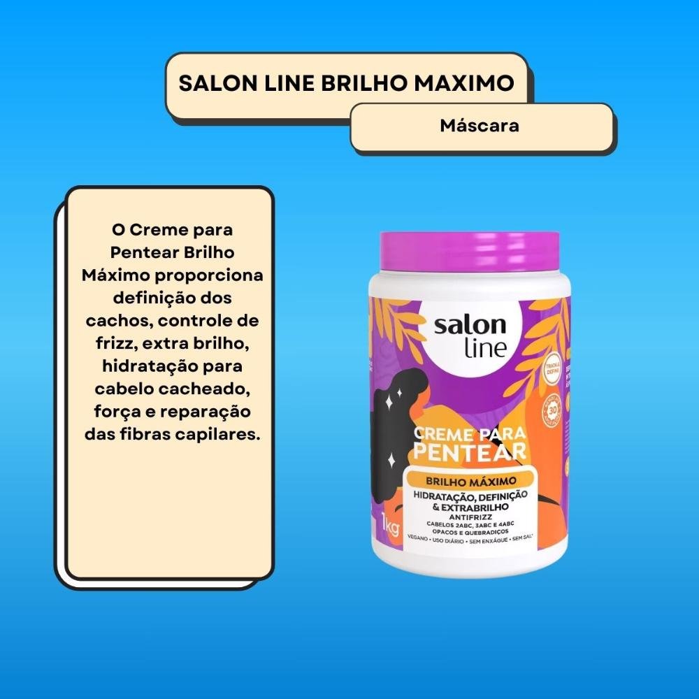 Salon Line Brilho Maximo Creme Para Pentear 1kg 1kg 2