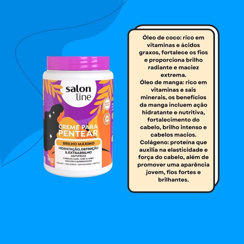 Salon Line Brilho Maximo Creme Para Pentear 1kg 1kg 3