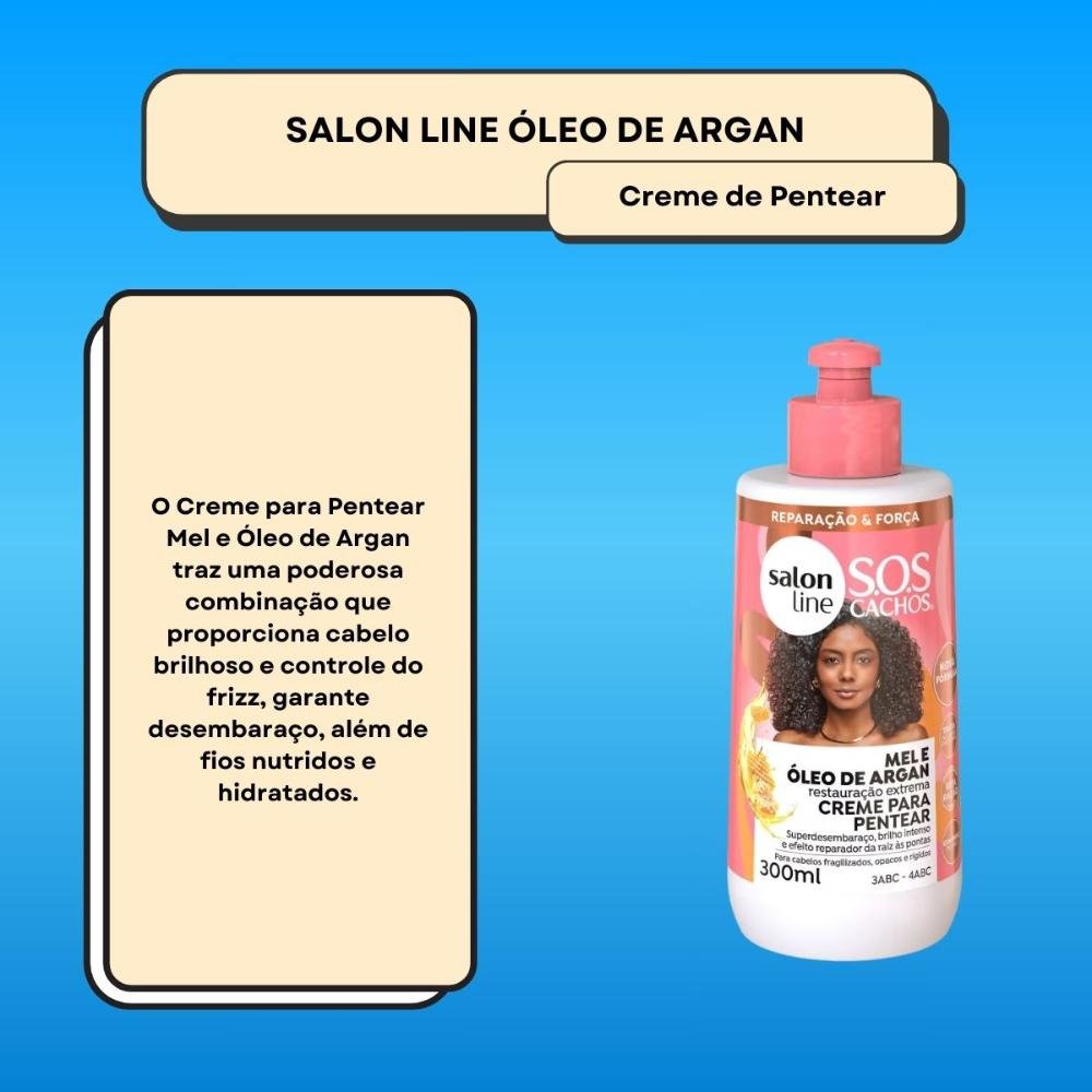 Salon Line SOS Cachos Óleo de Argan Creme Para Pentear 300ml 300ml 2