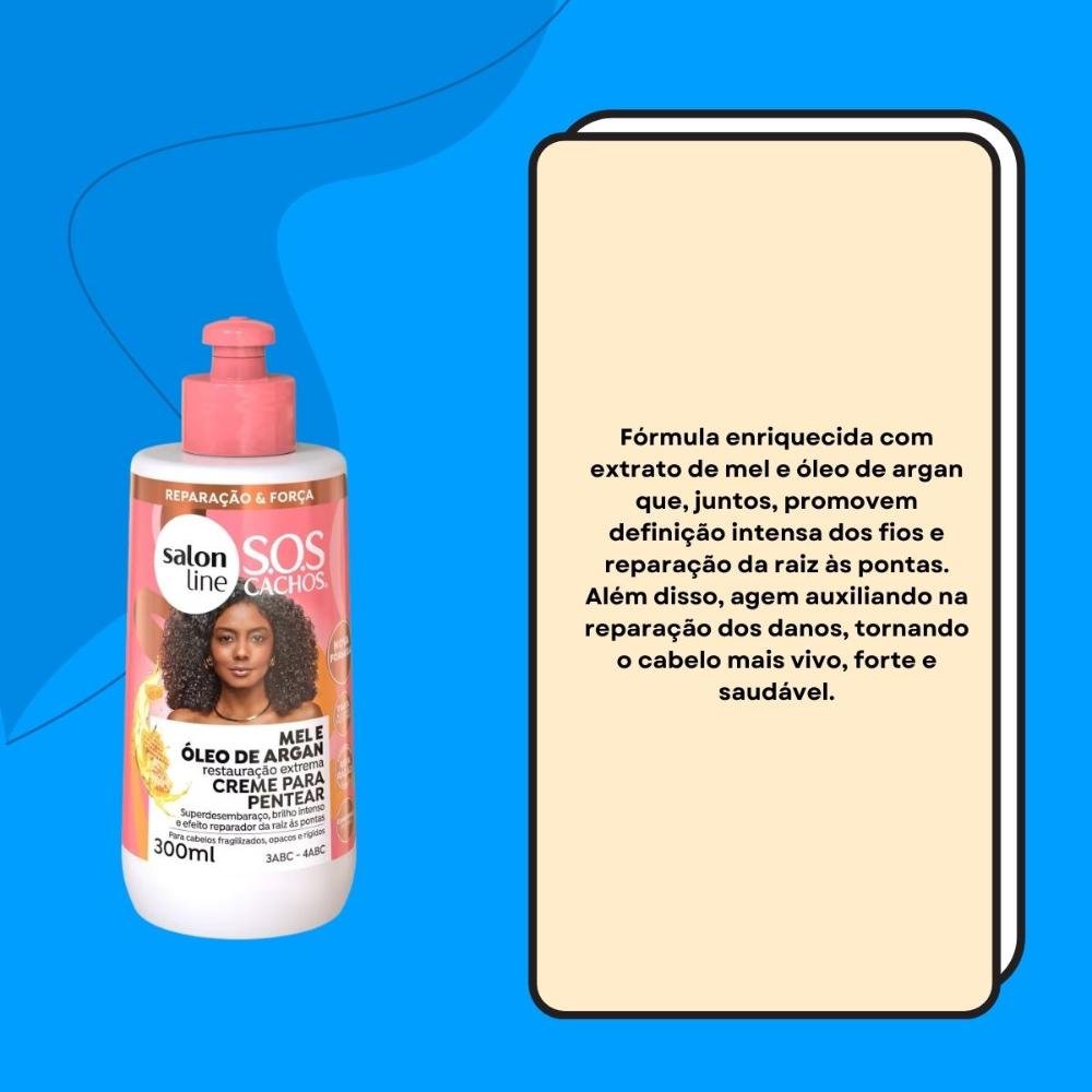 Salon Line SOS Cachos Óleo de Argan Creme Para Pentear 300ml 300ml 3