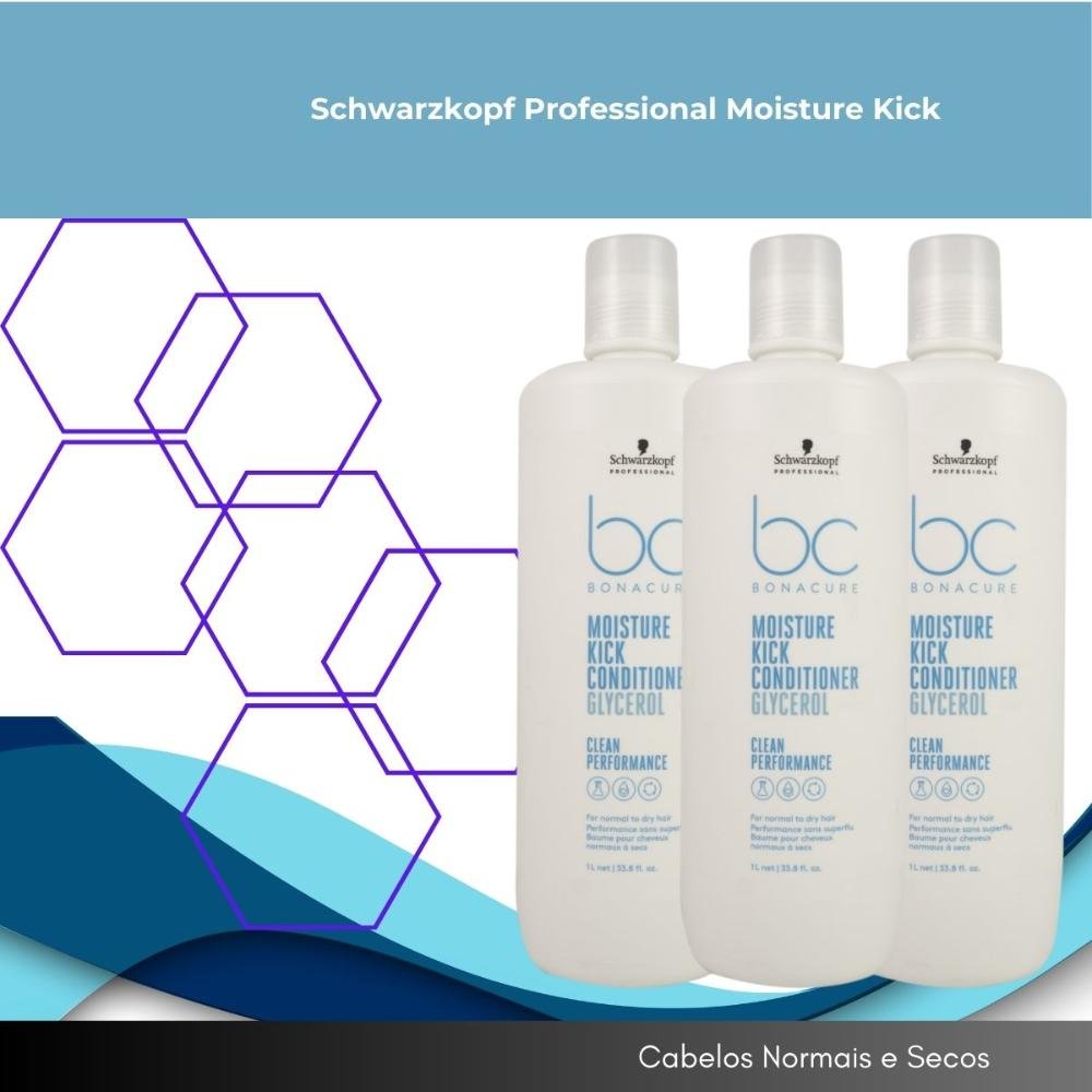 Schwarzkopf Moisture Kick Kit 3 Condicionador 1L ÚNICO 2