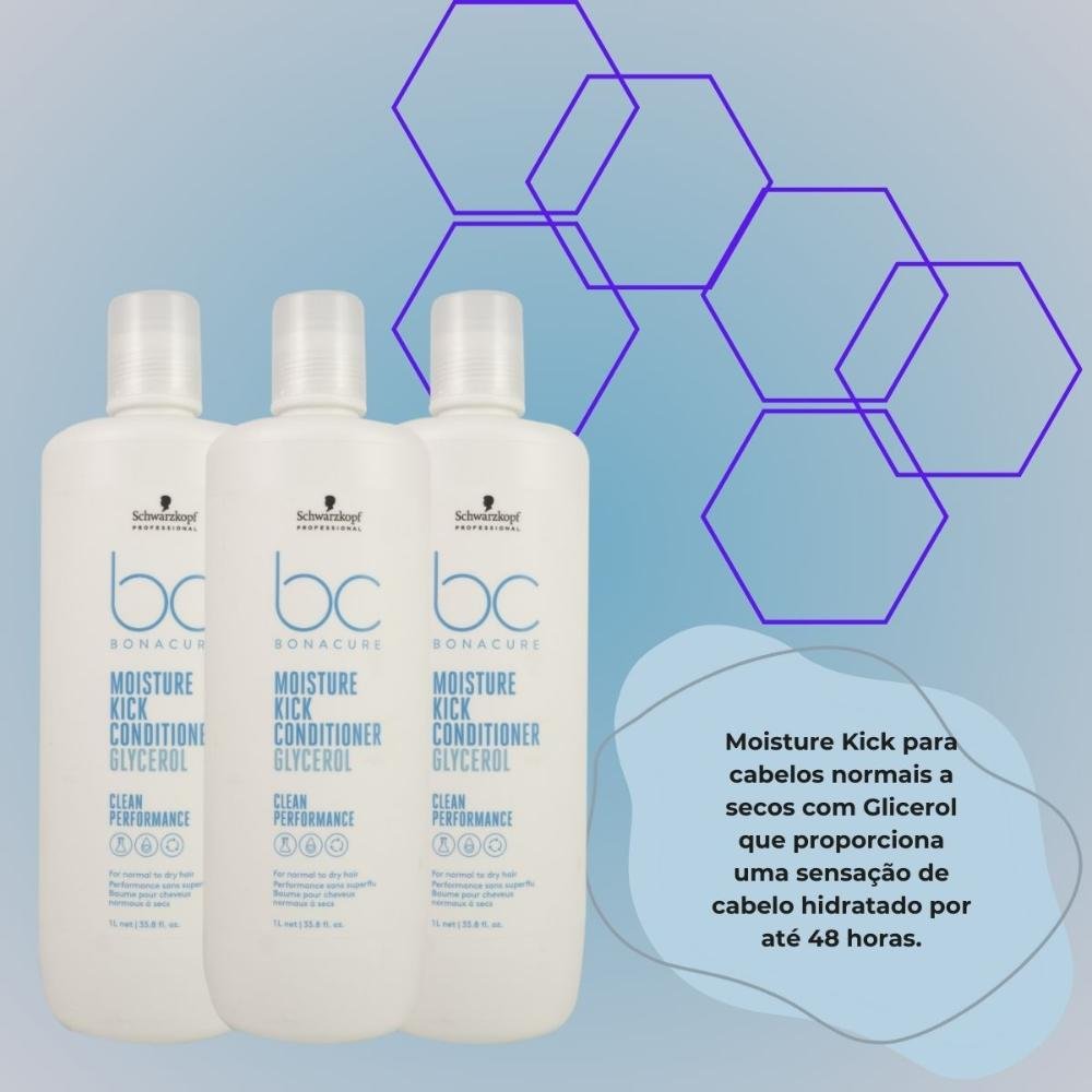 Schwarzkopf Moisture Kick Kit 3 Condicionador 1L ÚNICO 4