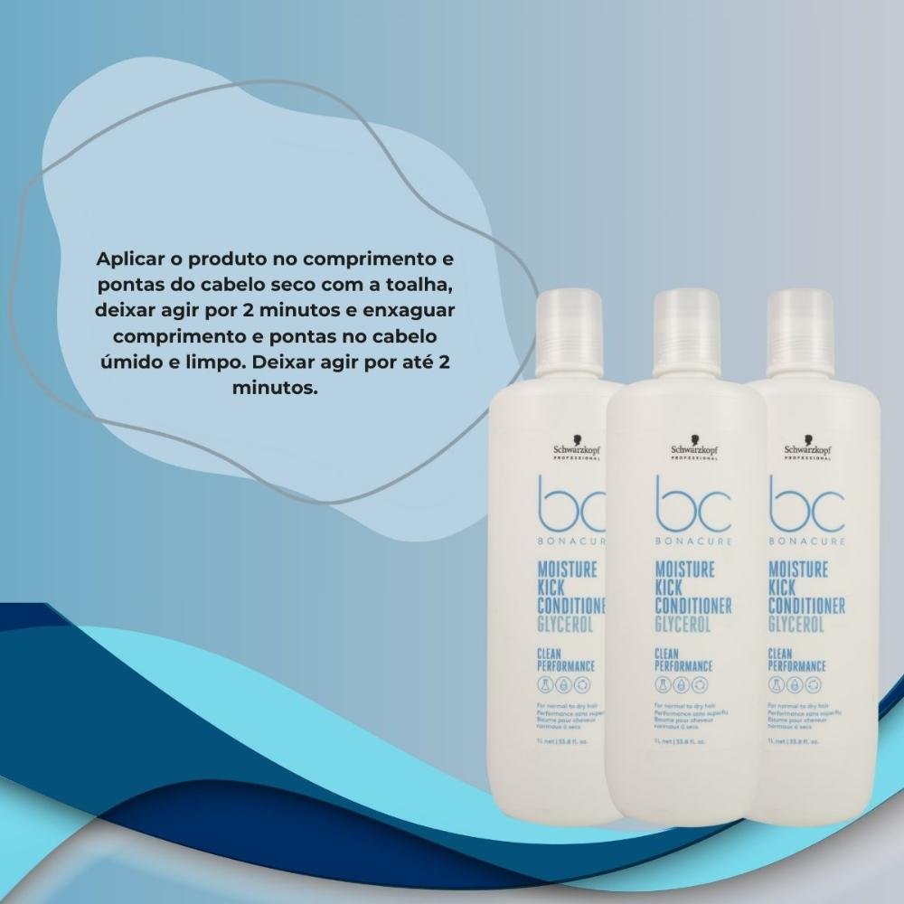 Schwarzkopf Moisture Kick Kit 3 Condicionador 1L ÚNICO 5