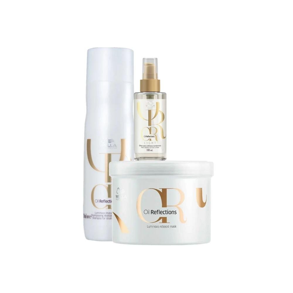 Kit Wella Oil Reflections Shampoo 250 ml + Oleo Light 100 ml + Máscara 500 ml