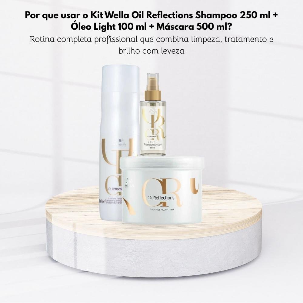 Kit Wella Oil Reflections Shampoo 250 ml + Oleo Light 100 ml + Máscara 500 ml ÚNICO 11