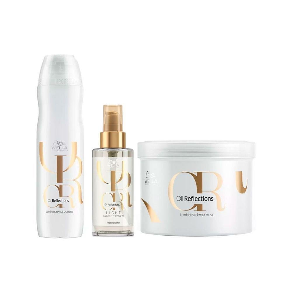 Kit Wella Oil Reflections Shampoo 250 ml + Oleo Light 100 ml + Máscara 500 ml ÚNICO 6