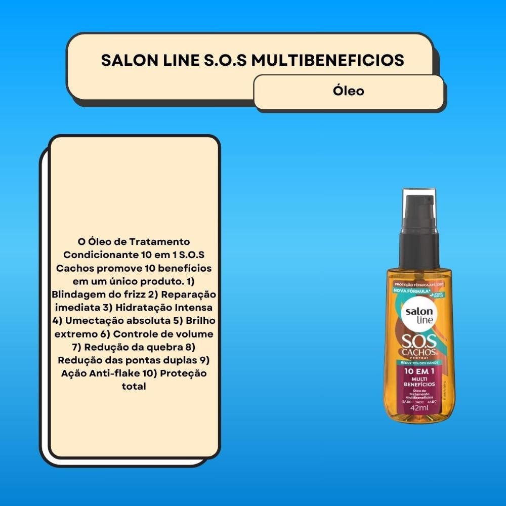 Oleo Salon Line SOS Cachos 10 em 1 Multibenefícios para Cabelo Cacheado 42 ml 42ml 2
