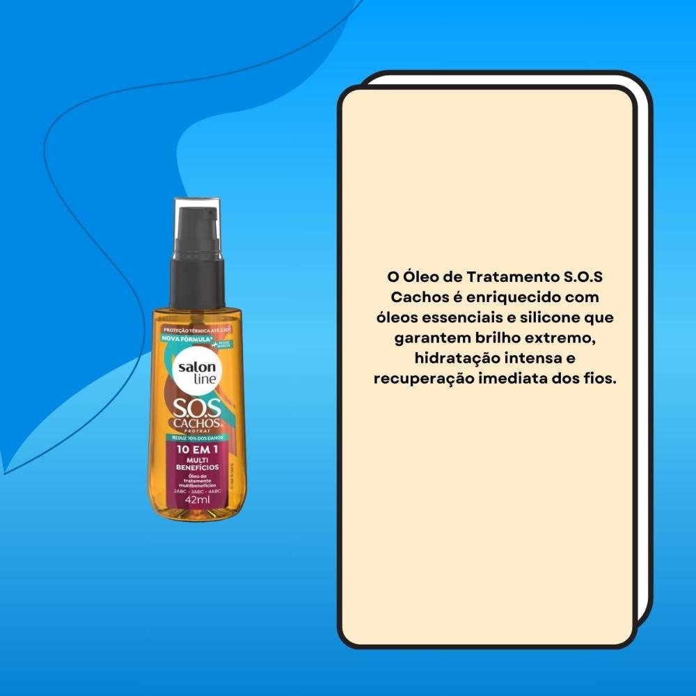 Oleo Salon Line SOS Cachos 10 em 1 Multibenefícios para Cabelo Cacheado 42 ml 42ml 3