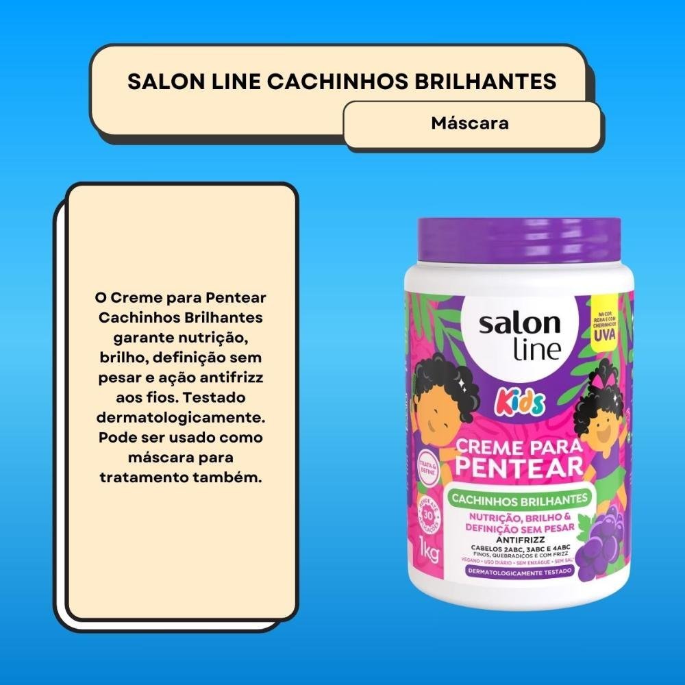 Salon Line Cachinhos Brilhantes Kids Creme Para Pentear 1kg 1kg 2