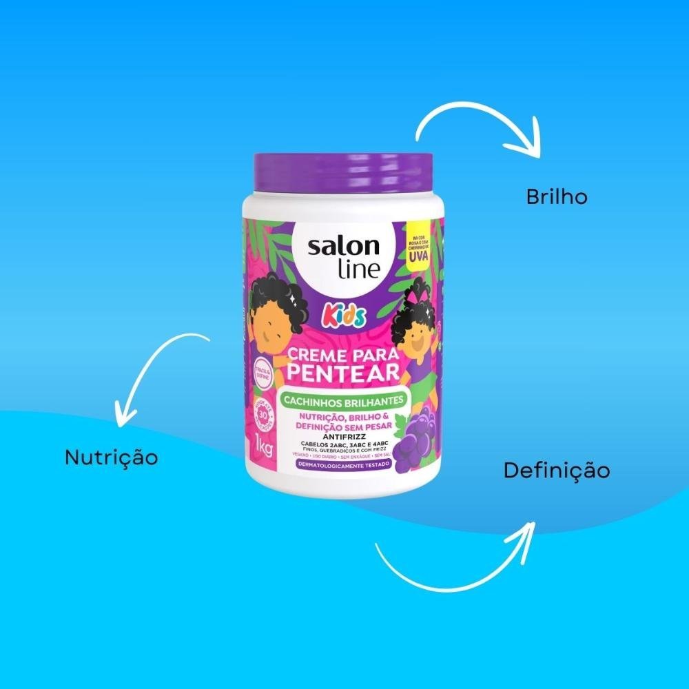 Salon Line Cachinhos Brilhantes Kids Creme Para Pentear 1kg 1kg 4