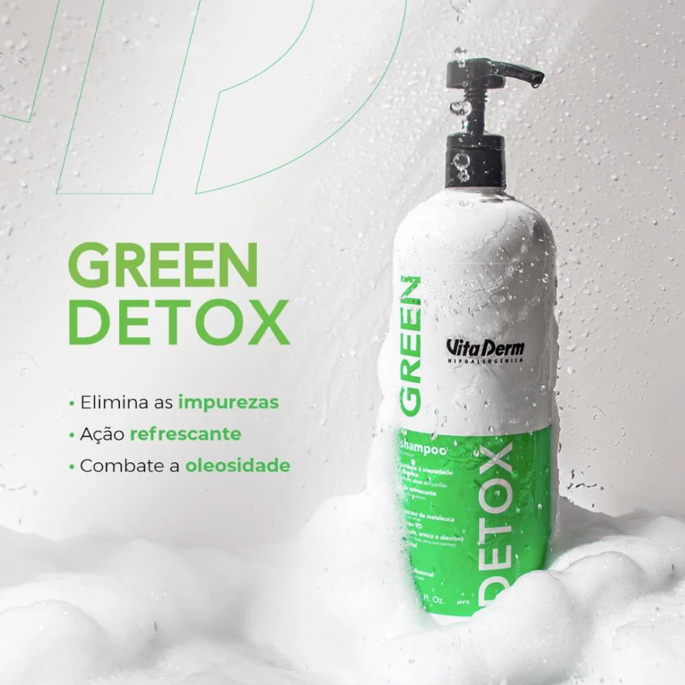 Vita Derm Green Detox Cabelos Oleosos Shampoo 1000ml 1000ml 4