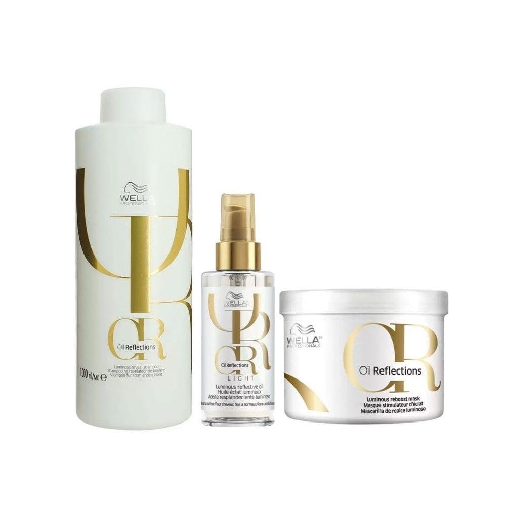 Kit Wella Oil Reflections Shampoo 1 Litro + Máscara 500 ml + Oleo Light 100 ml ÚNICO 14
