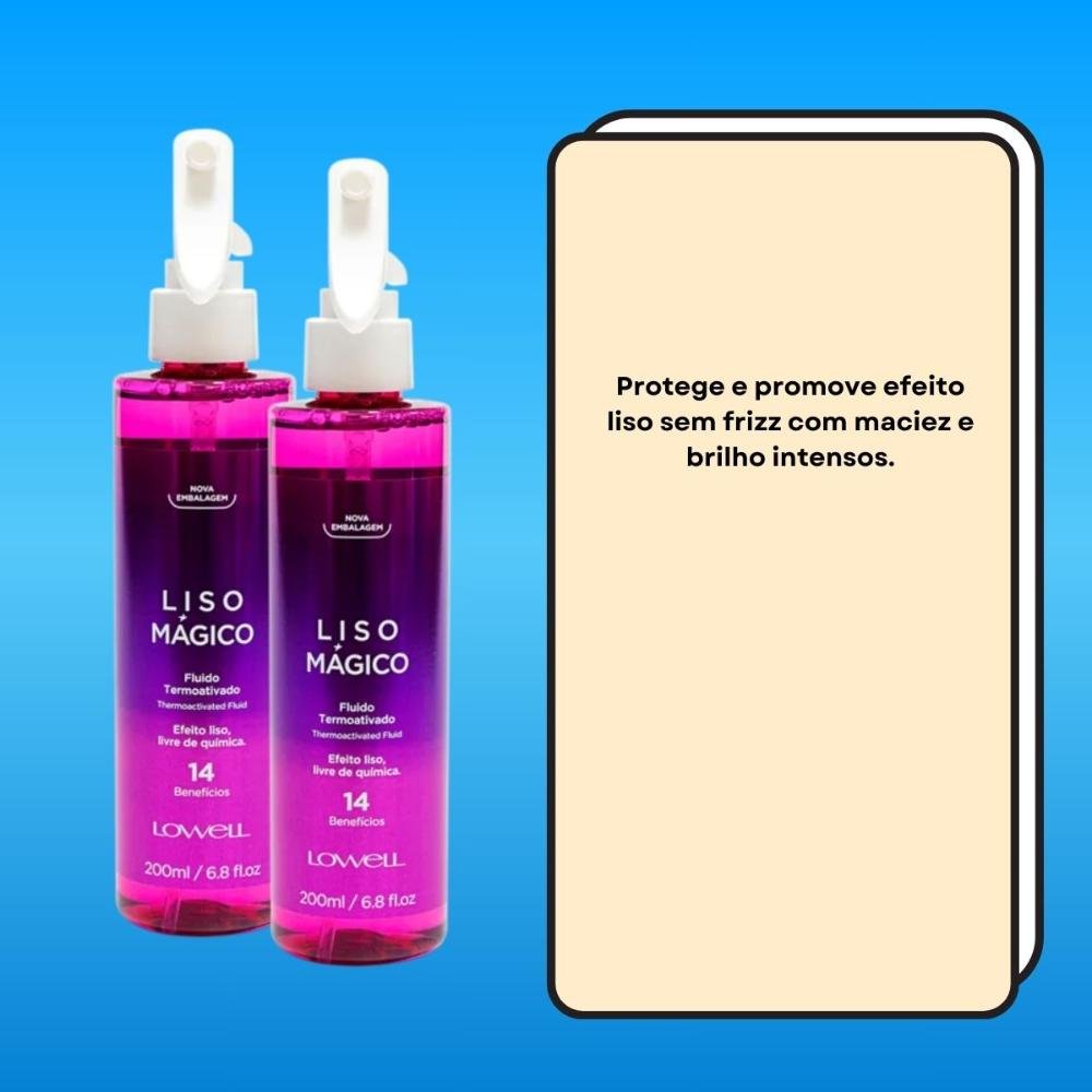 Lowell Keeping Liss Liso Mágico Kit 2 Spray Termoativo 200ml ÚNICO 3
