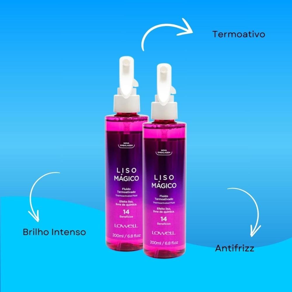 Lowell Keeping Liss Liso Mágico Kit 2 Spray Termoativo 200ml ÚNICO 4