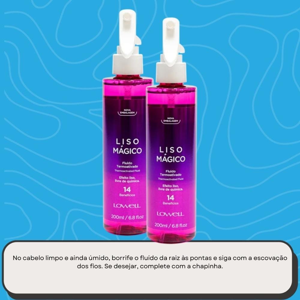 Lowell Keeping Liss Liso Mágico Kit 2 Spray Termoativo 200ml ÚNICO 5