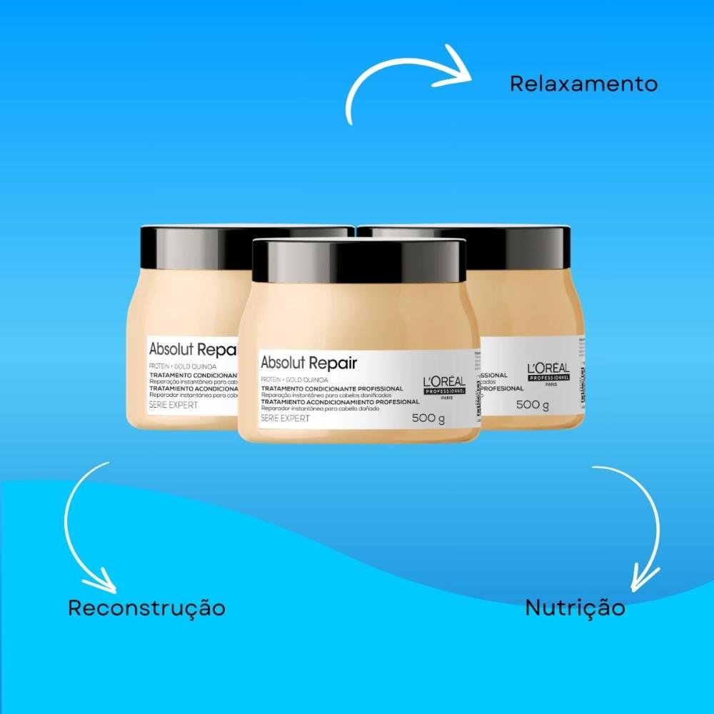 L'Oréal Professionnel Absolut Repair Gold Quinoa Kit 3 Máscara 500g ÚNICO 5