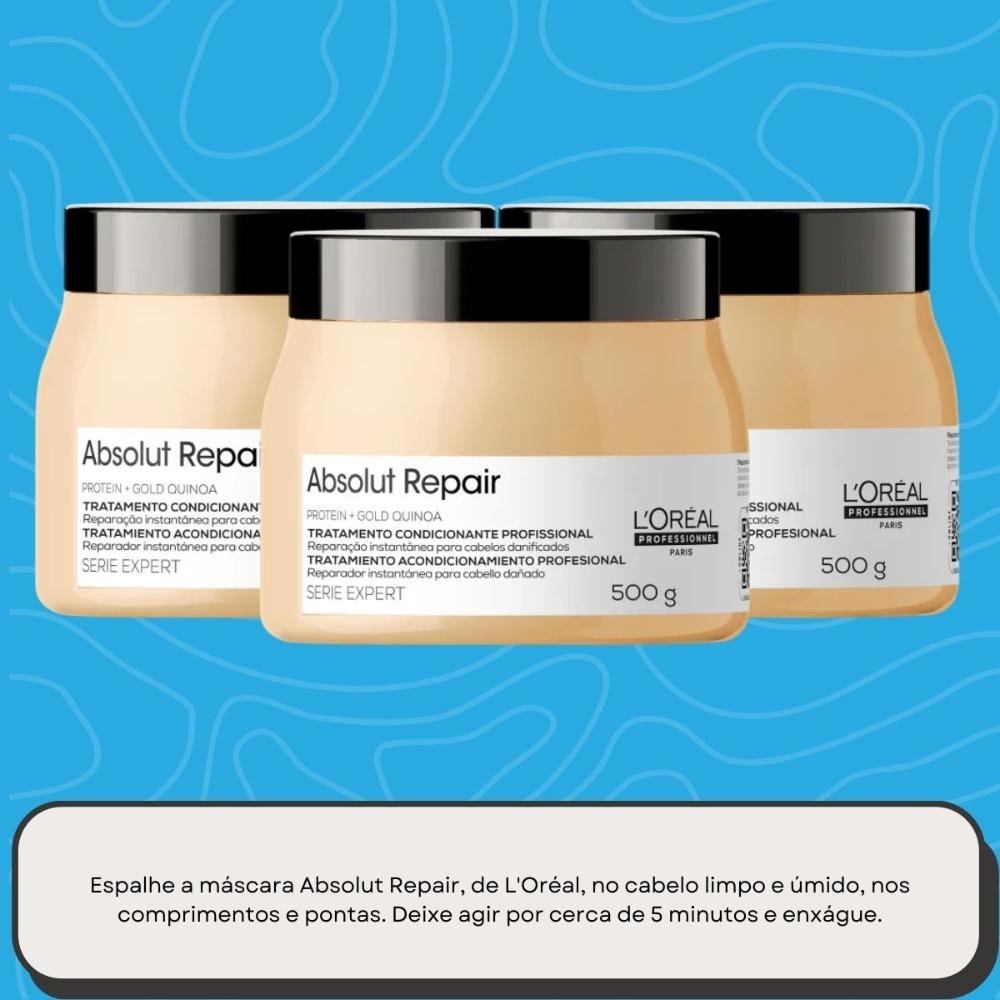 L'Oréal Professionnel Absolut Repair Gold Quinoa Kit 3 Máscara 500g ÚNICO 6