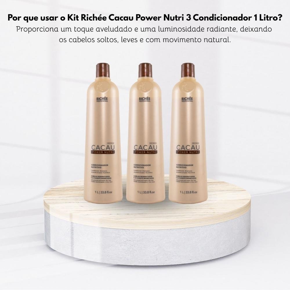 Kit Richée Cacau Power Nutri 3 Condicionador 1 Litro ÚNICO 5