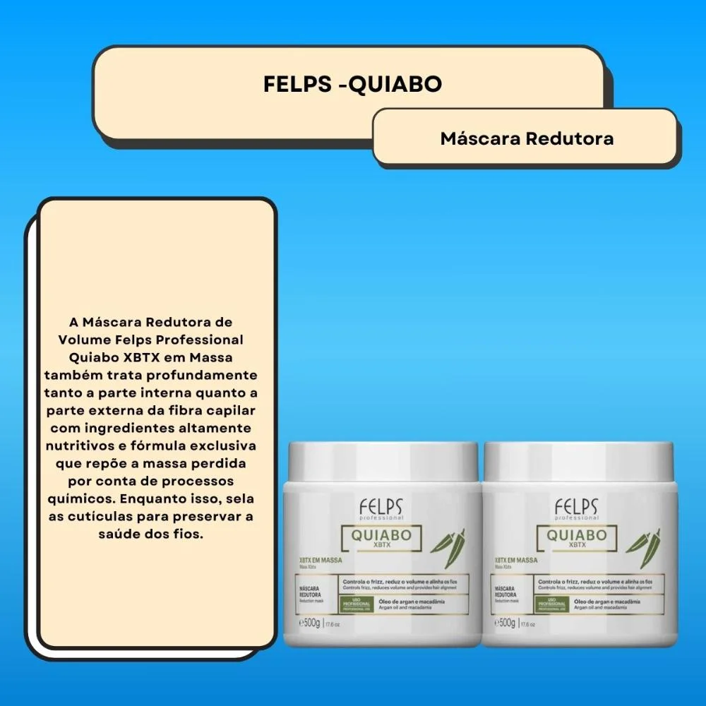 Felps Quiabo XBTX Kit 2 Redutor de Volume em Massa 500g ÚNICO 3