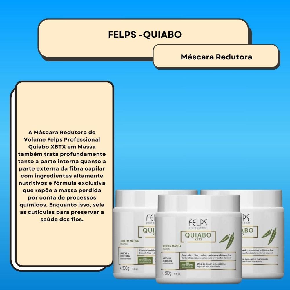 Felps Quiabo XBTX Kit 3 Redutor de Volume em Massa 500g ÚNICO 3