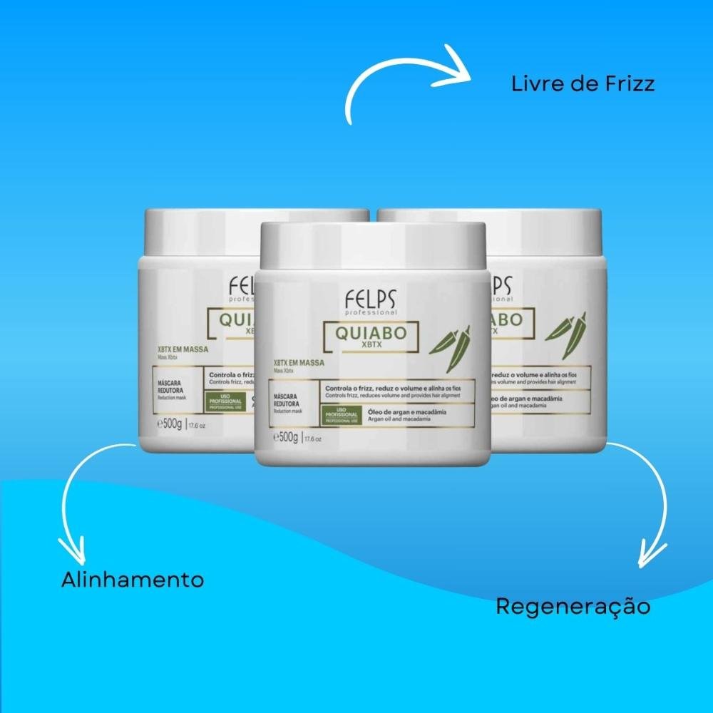 Felps Quiabo XBTX Kit 3 Redutor de Volume em Massa 500g ÚNICO 5