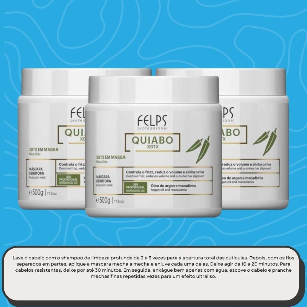 Felps Quiabo XBTX Kit 3 Redutor de Volume em Massa 500g ÚNICO 6
