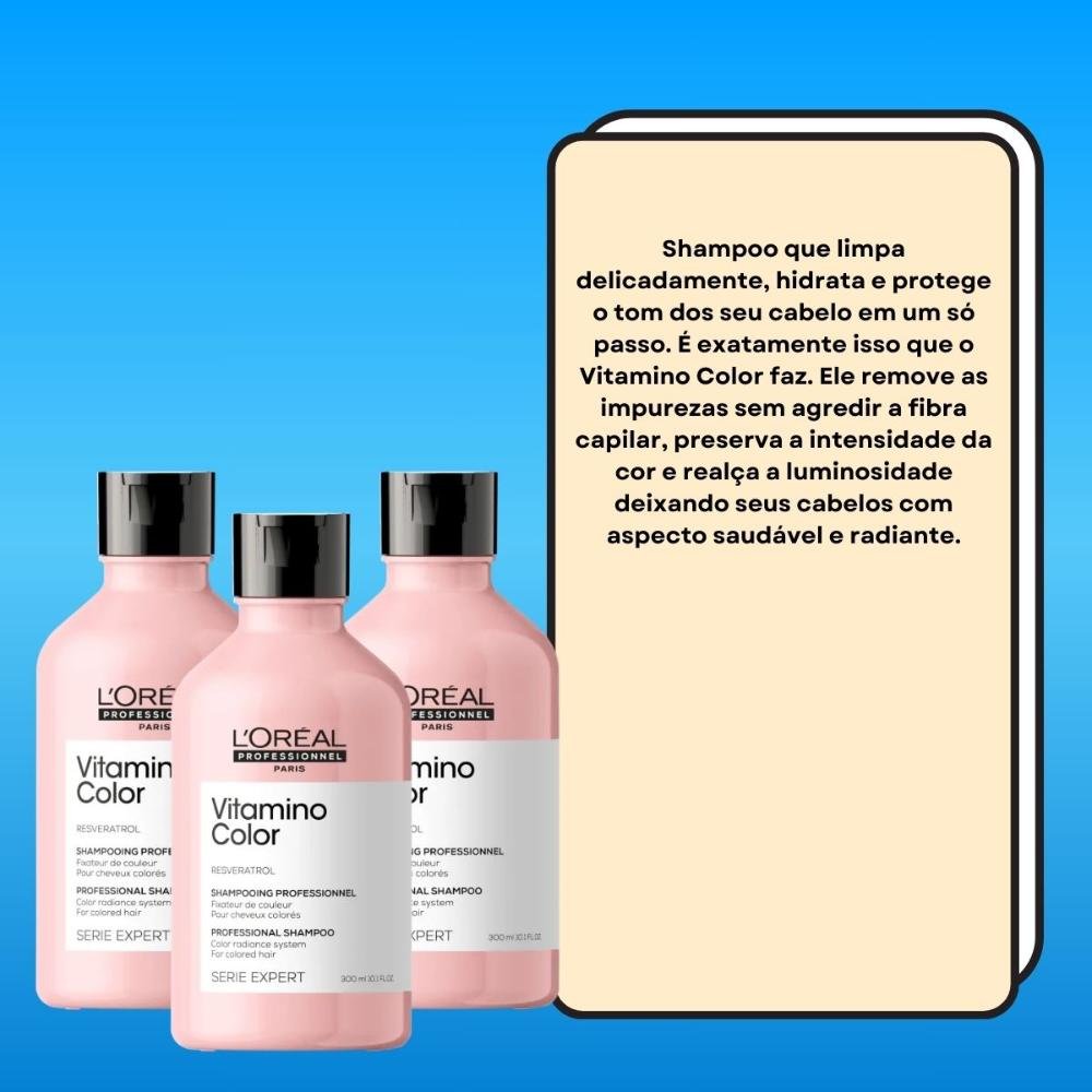 L'Oréal Professionnel Vitamino Color Kit 3 Shampoo 300ml ÚNICO 4