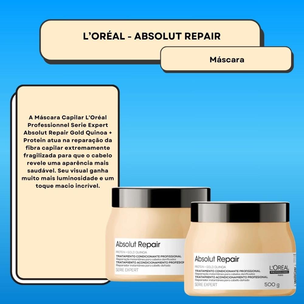 L'Oréal Professionnel Absolut Repair Gold Quinoa Kit 2 Máscara 500g ÚNICO 3