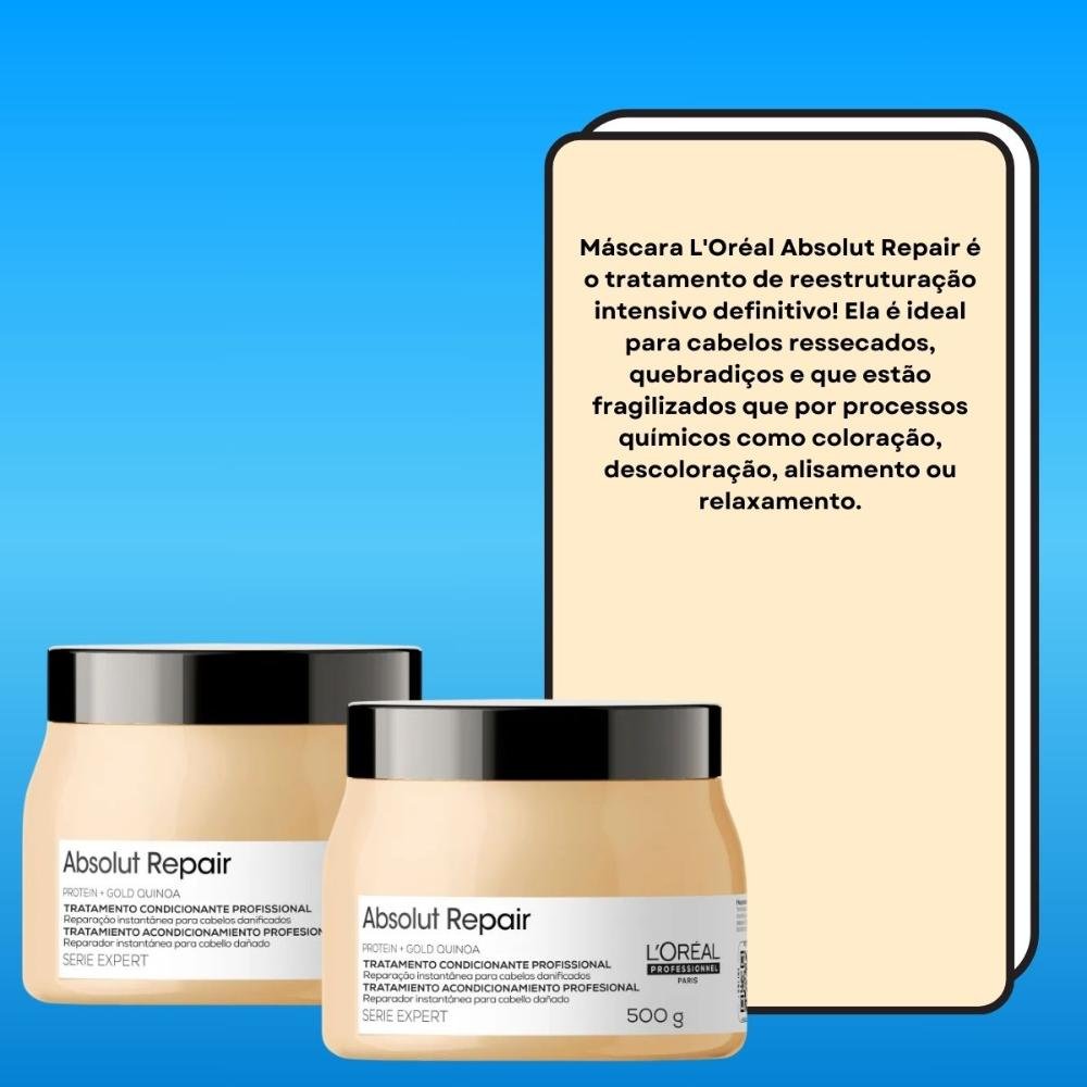 L'Oréal Professionnel Absolut Repair Gold Quinoa Kit 2 Máscara 500g ÚNICO 4