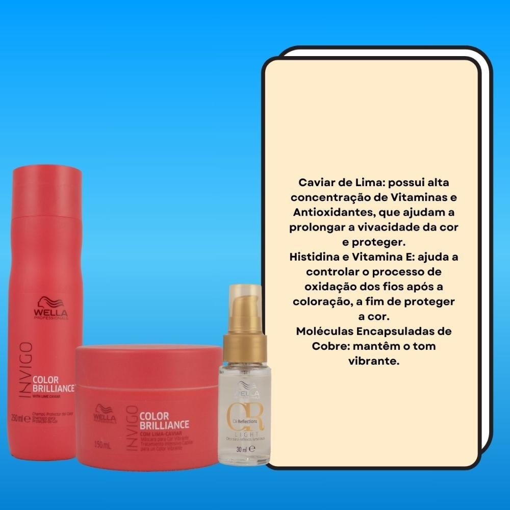 Kit Wella Invigo Color Brilliance e Oil Reflections light 30 ml (3 Produtos) ÚNICO 3