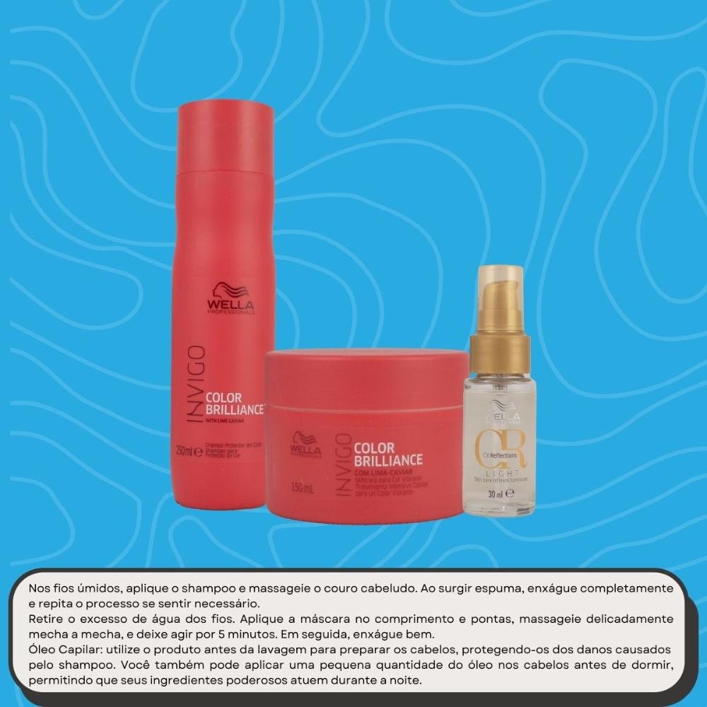 Kit Wella Invigo Color Brilliance e Oil Reflections light 30 ml (3 Produtos) ÚNICO 5