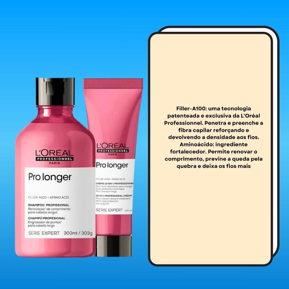 L'Oréal Professionnel Pro Longer Shampoo 300ml e Leave-in 150ml ÚNICO 3