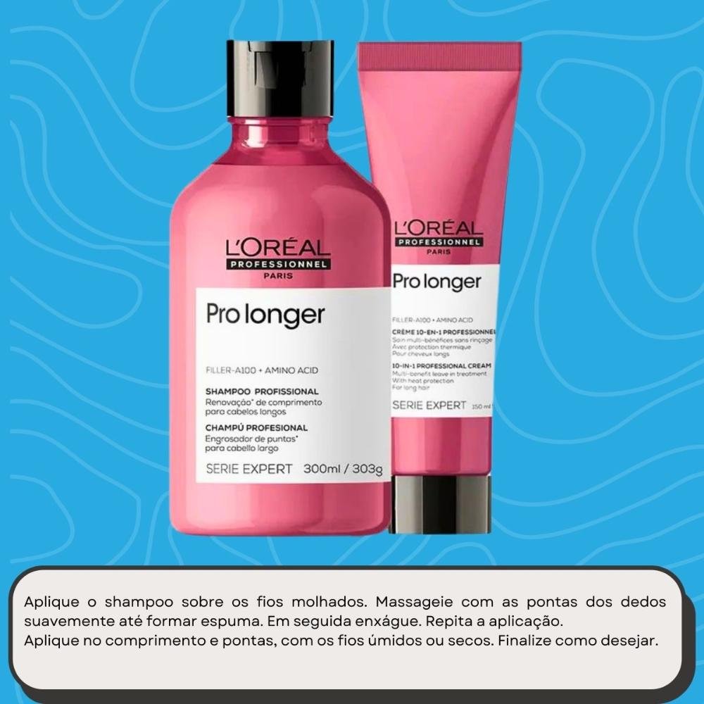 L'Oréal Professionnel Pro Longer Shampoo 300ml e Leave-in 150ml ÚNICO 5