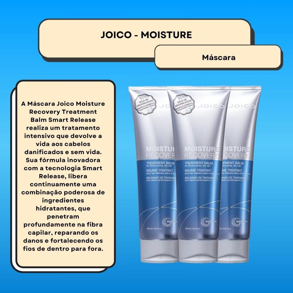 Joico Moisture Recovery Treatment Balm Kit 3 Máscara 250ml ÚNICO 2