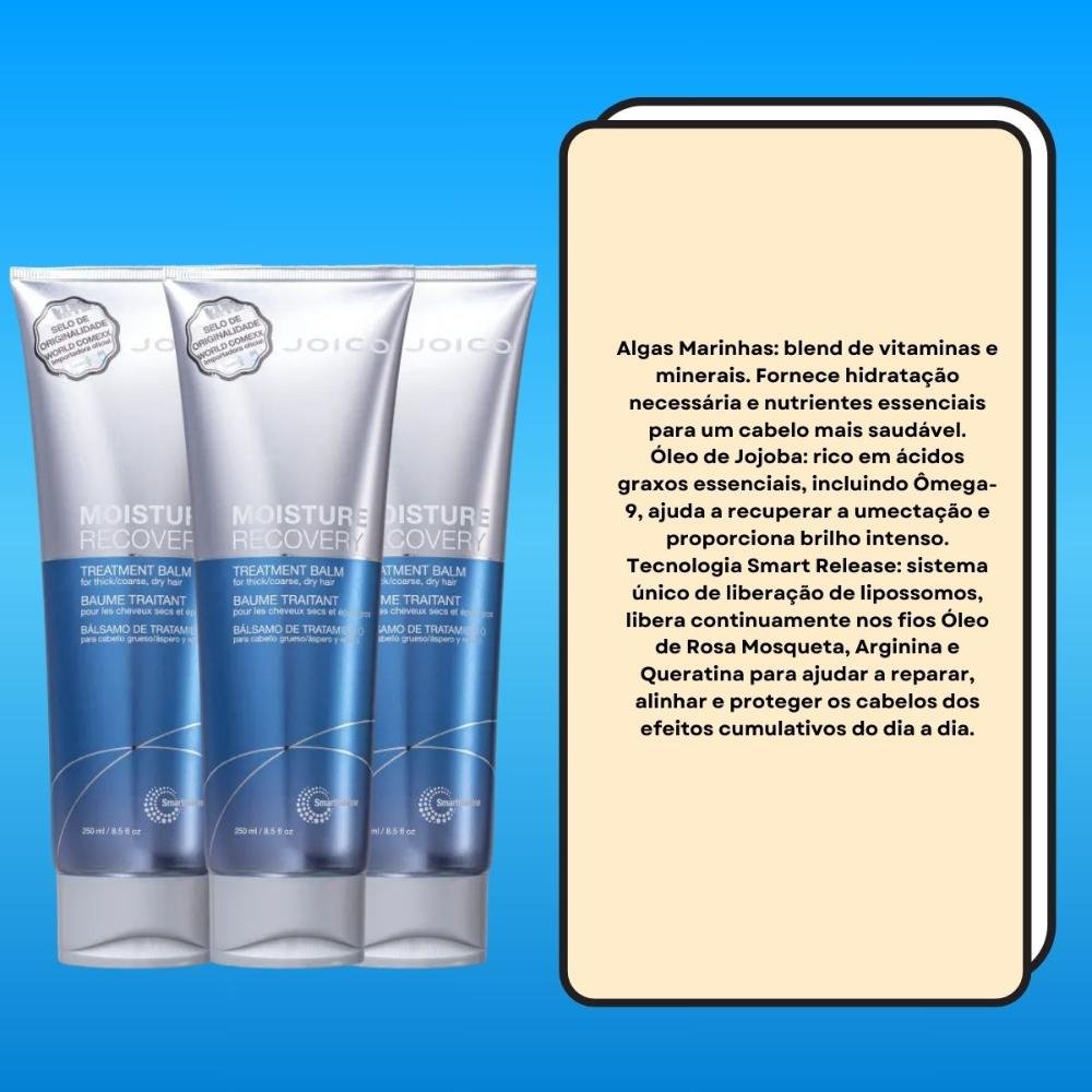 Joico Moisture Recovery Treatment Balm Kit 3 Máscara 250ml ÚNICO 3