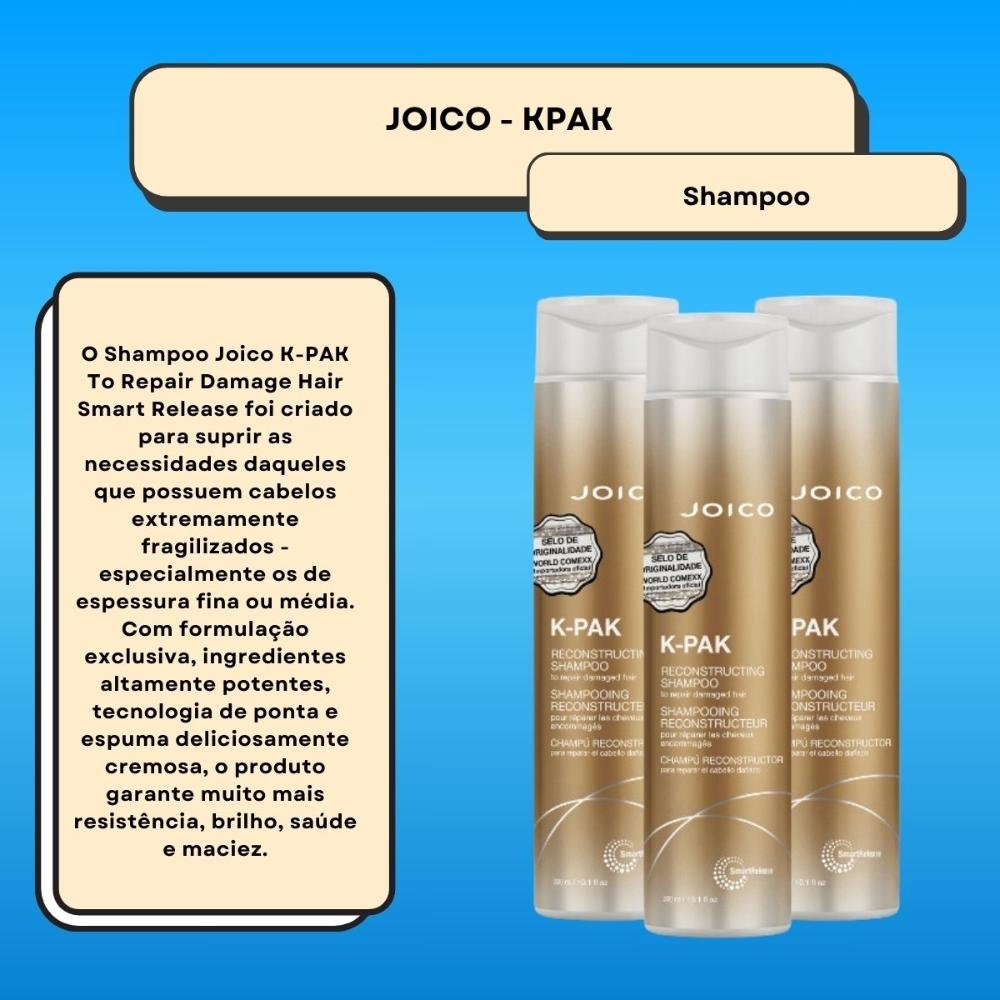 Joico K-PAK Kit 3 Shampoo 300ml ÚNICO 2