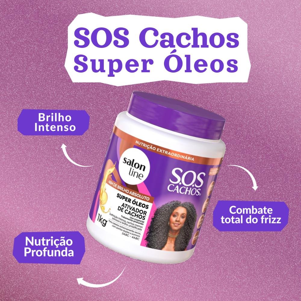 Ativador de Cachos Salon Line S.O.S Cachos Super Oleos para Cabelo Cacheado 1 Litro 1L 4