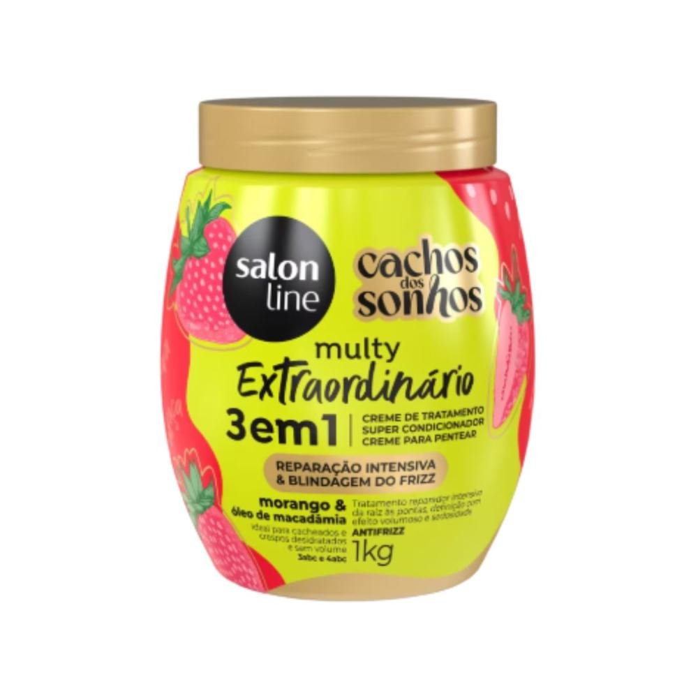 Creme Salon Line Cachos dos Sonhos Morango Multy 3em1 1Kg 1L 1