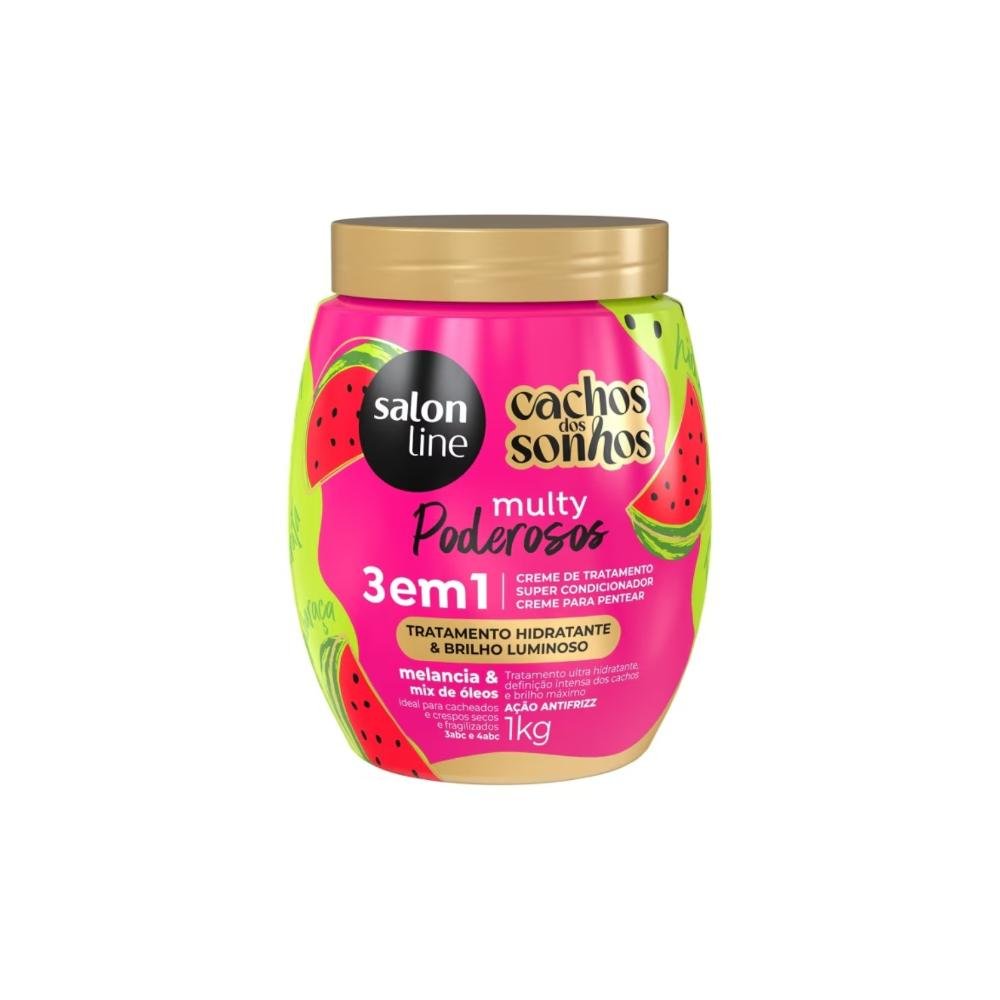 Creme de Pentear Salon Line Cachos dos Sonhos Melancia Multy 3 em 1 Creme para Cabelo Cacheado 1 Kg