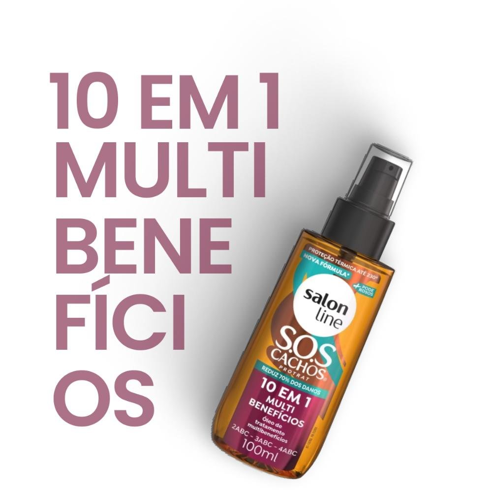 Oleo Salon Line S.O.S Cachos 10 em 1 Multibenefícios para Cabelo Cacheado 100 ml 100ml 4