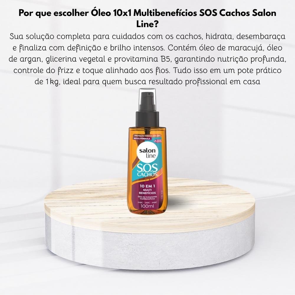 Oleo Salon Line S.O.S Cachos 10 em 1 Multibenefícios para Cabelo Cacheado 100 ml 100ml 9