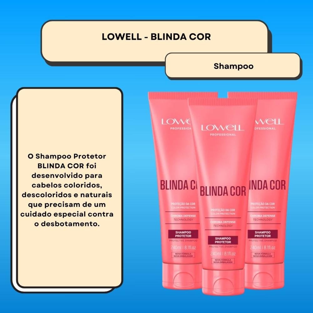 Lowell Blinda Cor Kit 3 Shampoo Protetor 240ml ÚNICO 2