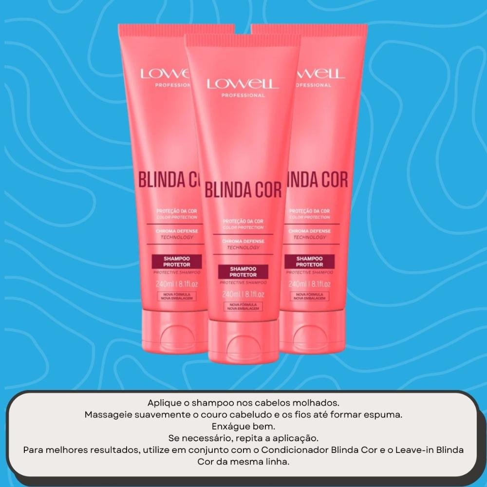 Lowell Blinda Cor Kit 3 Shampoo Protetor 240ml ÚNICO 5