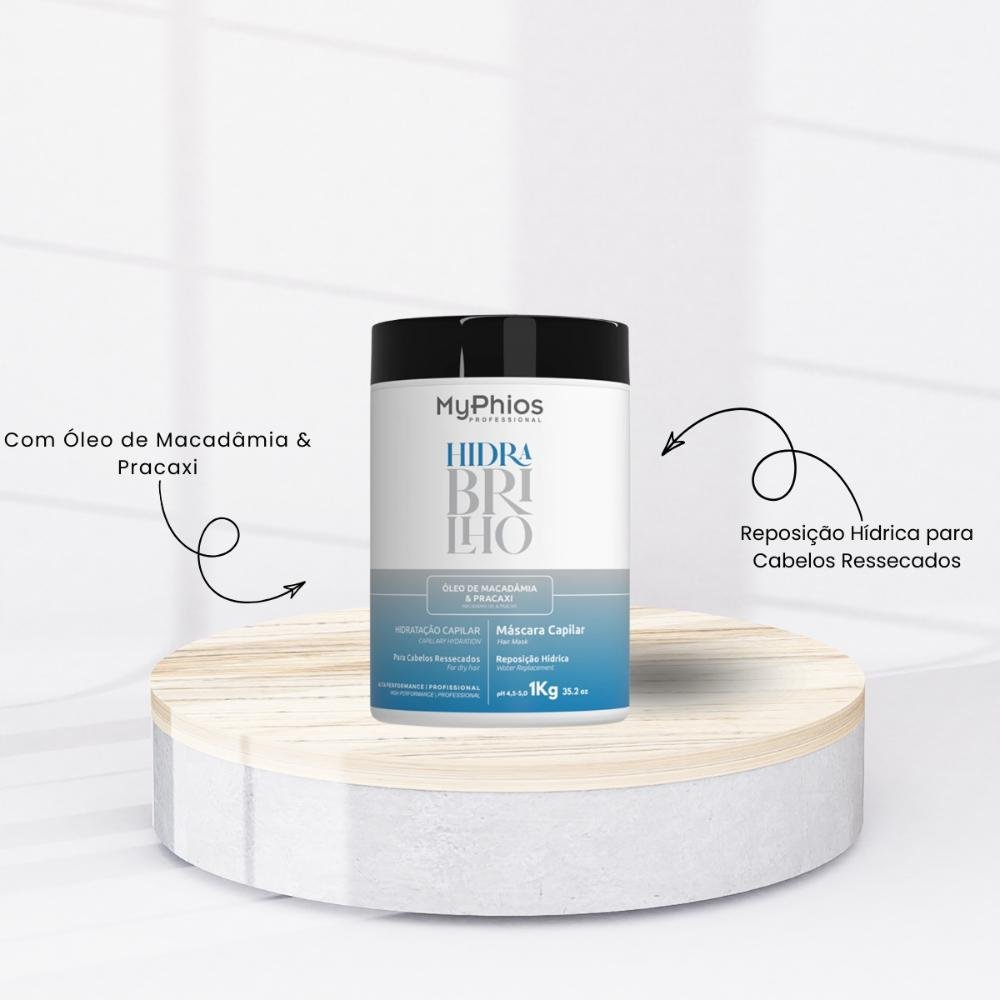Máscara MyPhios Hidra Brilho Máscara de Hidratação Capilar 1 Litro 1L 2