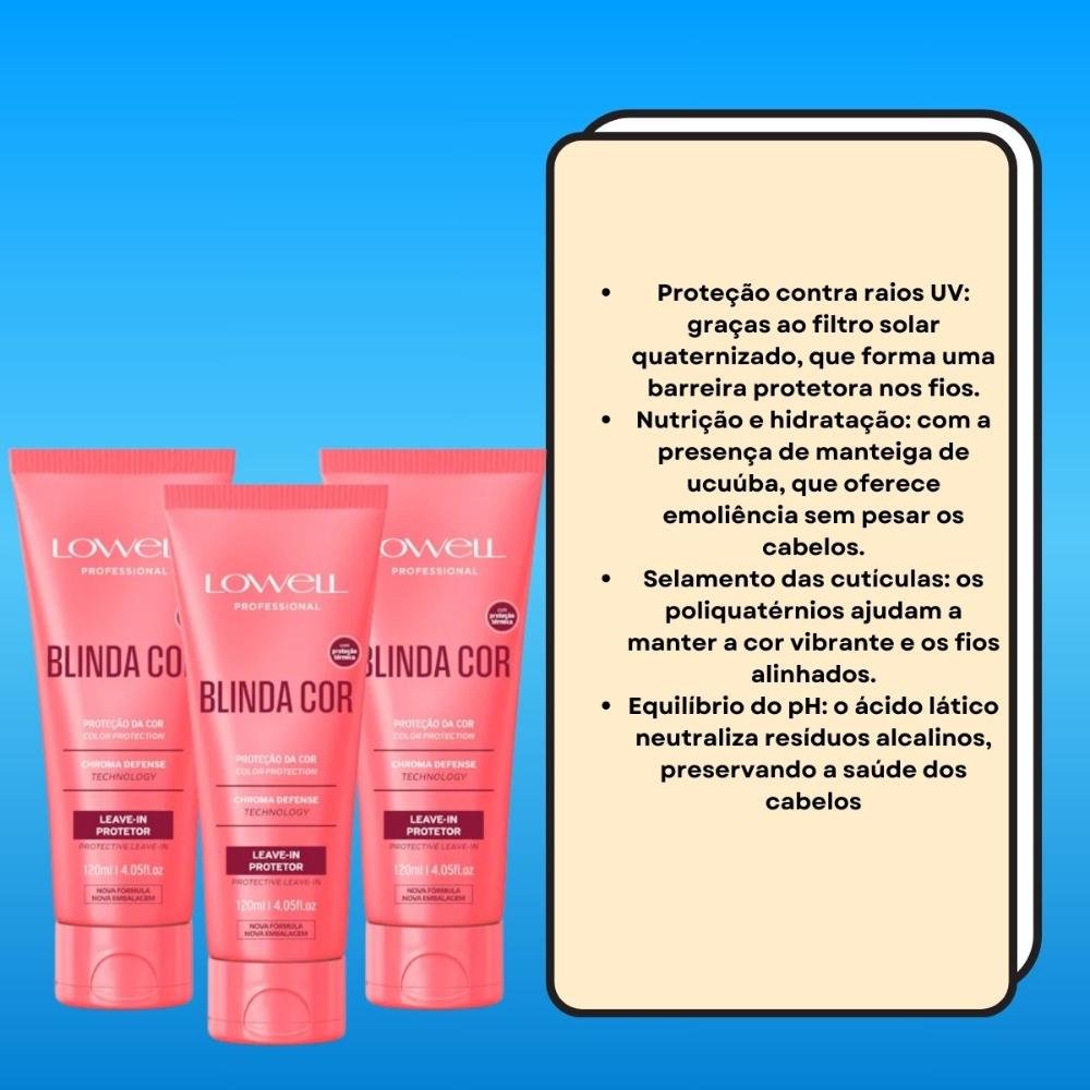 Lowell Blinda Cor Kit 3 Leave-in Protetor 120ml ÚNICO 3